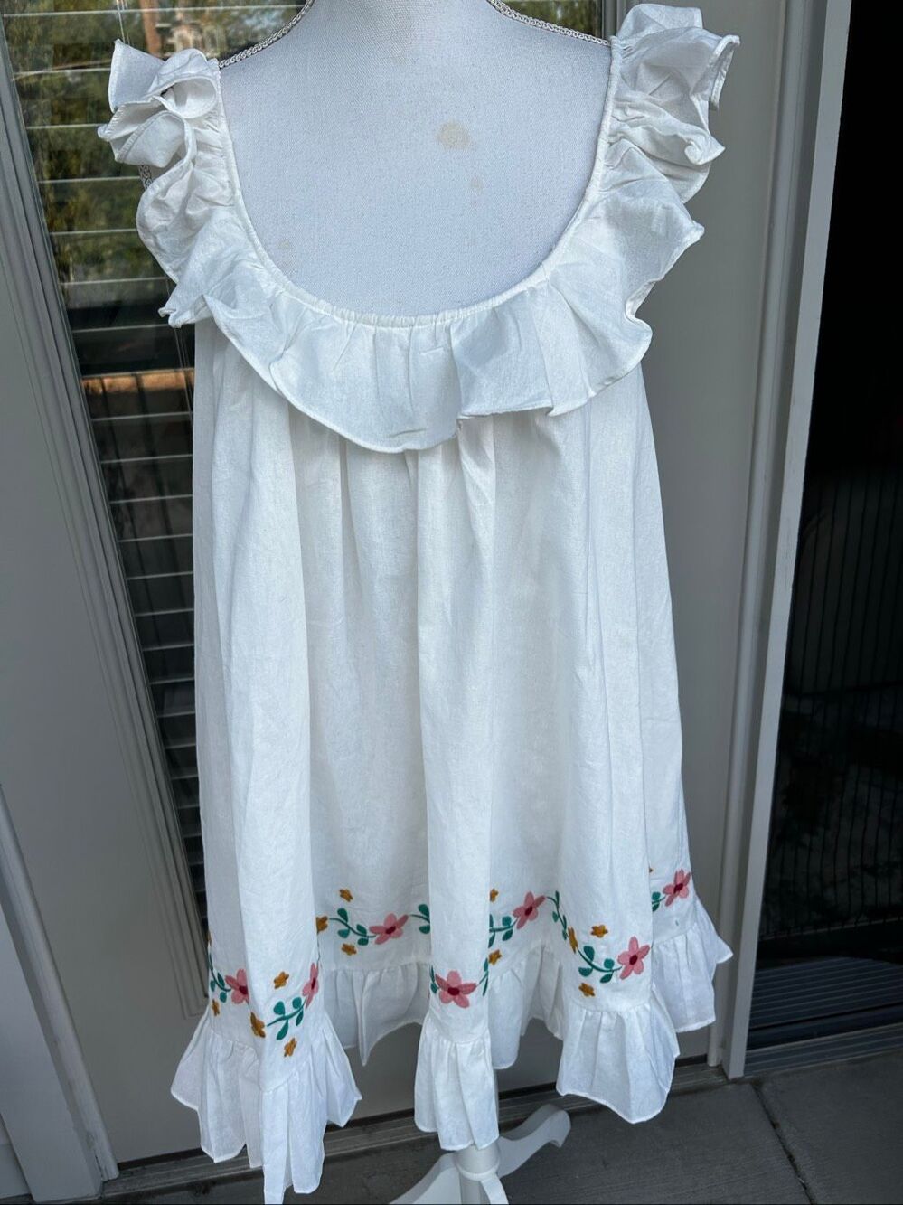 NWT Hudson Gray Baby Doll Cotton Mini Dress White Embroidered L - Picture 11 of 11